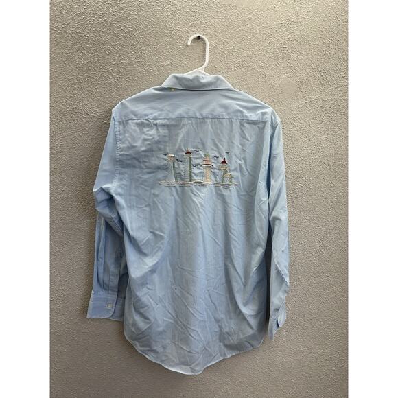 Las Olas Womens Shirt Size Small Stripped Long Sleeve Button Up Beach Theme - Picture 7 of 14